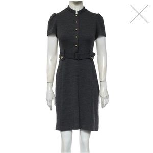 Milly Belted Button Up Dress- Grey, Wool/ Nylon, Medium